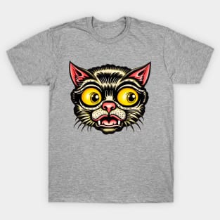 Old School Cat Face Flash Tattoo T-Shirt